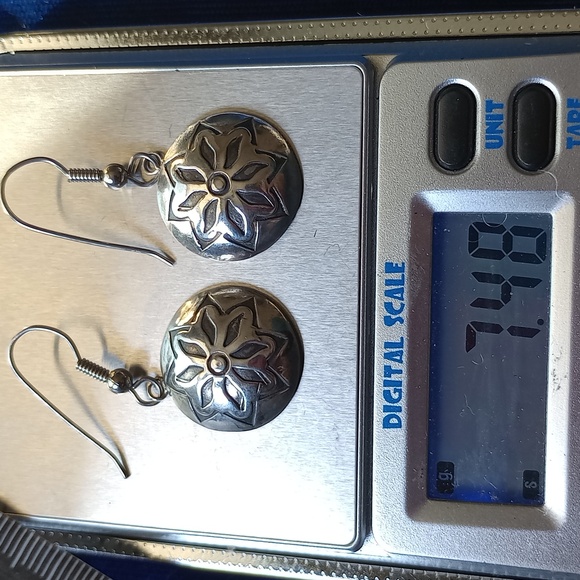 Coin Silver Floral Dangle Earrings - Picture 7 of 15